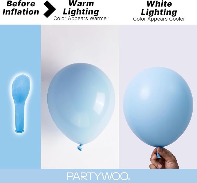 PartyWoo Light Blue Balloons 100pcs Baby Pastel Sky Aqua Blue Color | 18 12 10 - Image 3