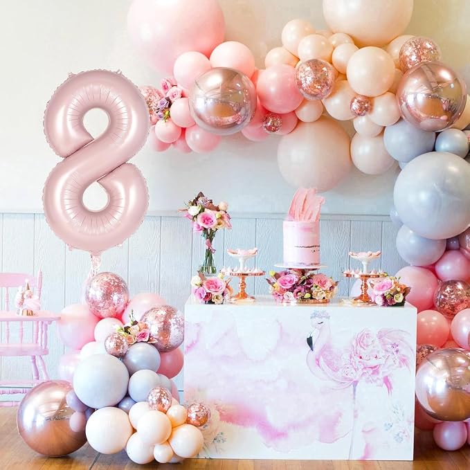 Light Pink Number 18 Balloon, 40 Inch Giant Mylar Number Balloons, Large Foil - Image 6