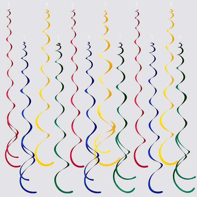36 Pcs Mario Hanging Swirl Decorations Colorful Felt Swirl Streamer Spiral by pinkblume