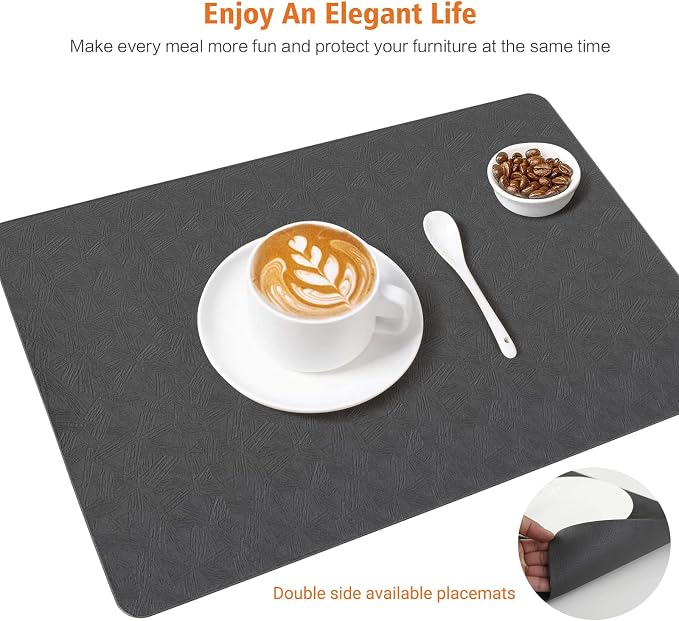Vinyl Placemats Set of 8 Heat Resistant Easy Clean Non-Slip Place Mats - Image 7