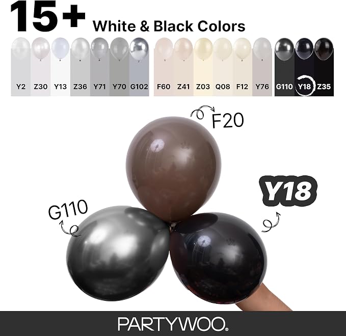 PartyWoo Black Balloons 140pcs Different Sizes of 18 12 10 5 Inch | Balloons - Image 4