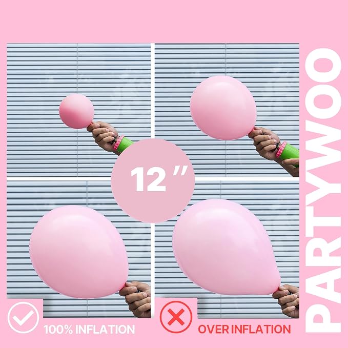 PartyWoo Pink and White Balloons 66pcs Metallic Pearl Pink White Balloons | - Image 6