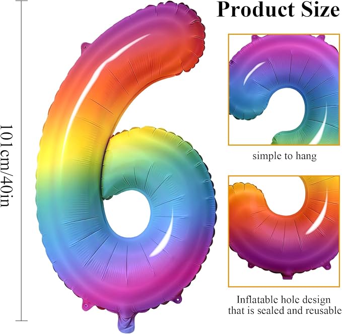 Number 6 Balloons for 6th Birthday Party Decorations, 0-100 Large No.6 Balloons - Image 2
