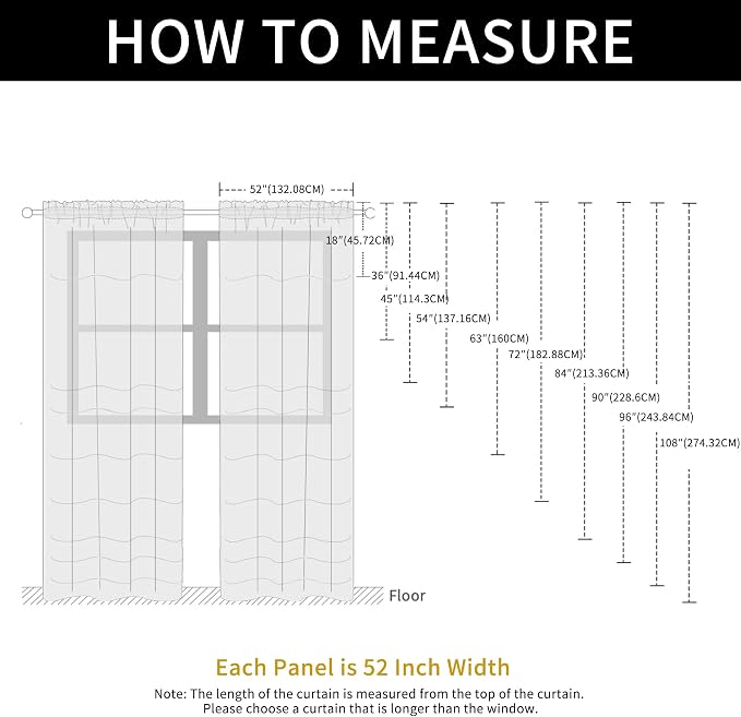 SpaceDresser Check Sheer Curtains 45 Inches Long - Image 6