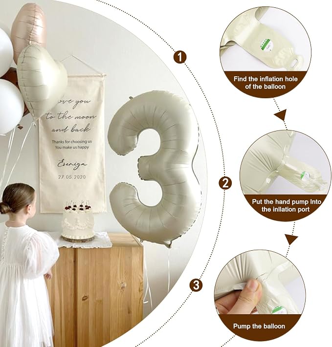 4 Balloon 40 inch Cream Number Balloons - Image 6