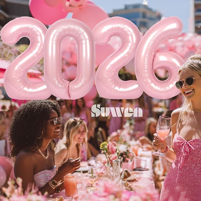 SUWEN 40 Inch Pink Large 19 Number Balloons Big Foil Helium Number Balloons 0-9 - Image 3