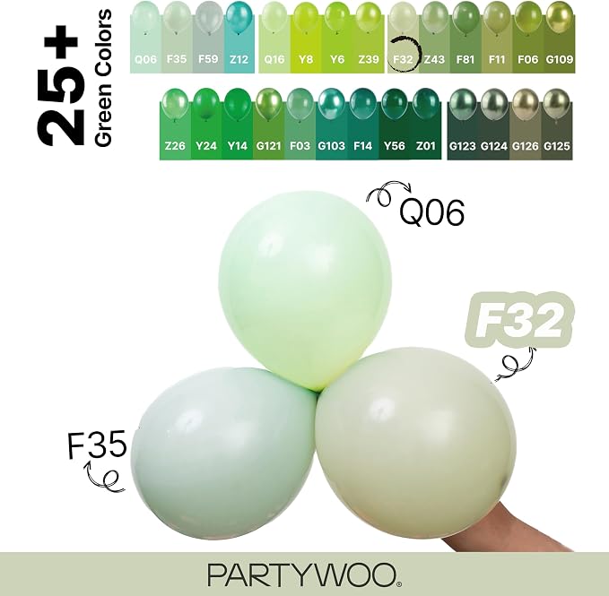PartyWoo Sage Green Balloons 120pcs Dusty Boho Green Color 18 12 10 5 Inch | 18 - Image 4