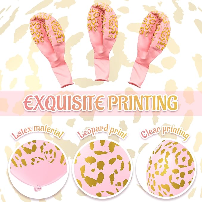 Gejoy 36 Pcs Cheetah Balloons Pink Leopard Print Balloons 12 Inch Spots Latex - Image 6
