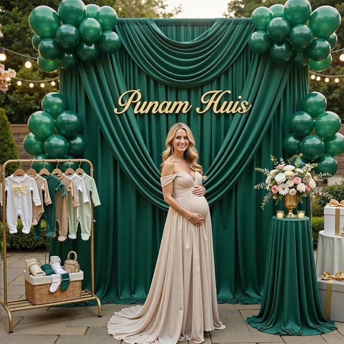 20x12 ft Forest Green Backdrop Curtains - Image 5
