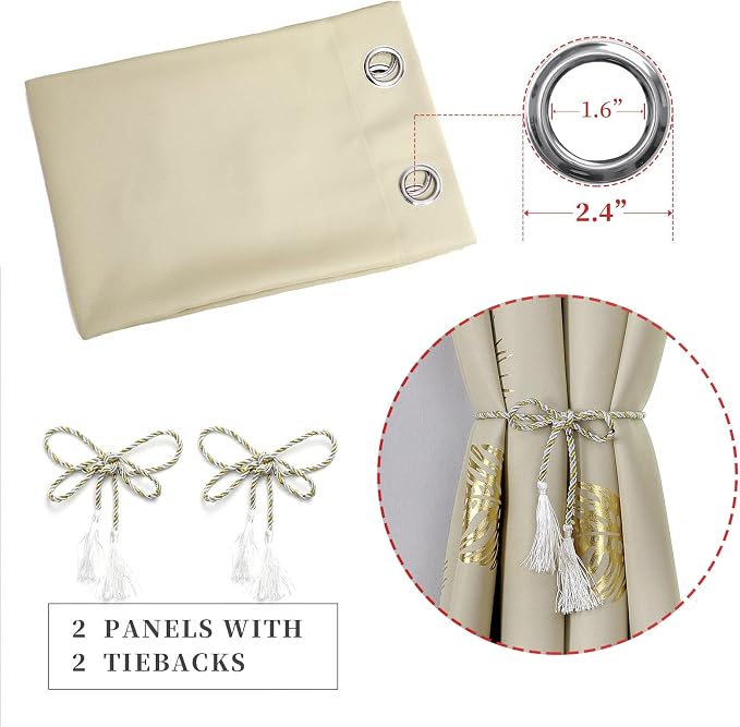 Beige Blackout Curtains 84 Inches Long, Room Darkening Curtains - Image 4