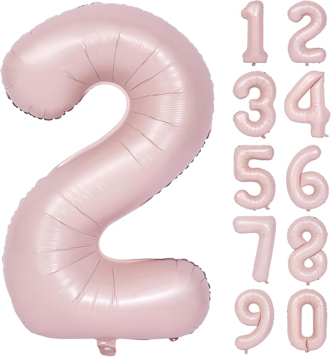 40 Inch Pink Number 2 Foil Balloon Light Pink Digital 2 Helium Balloon | by YOIOZAIZAI