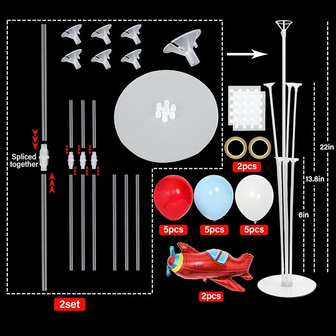 Airplane Birthday Party Balloons Stand Kit 2 Sets - Image 2
