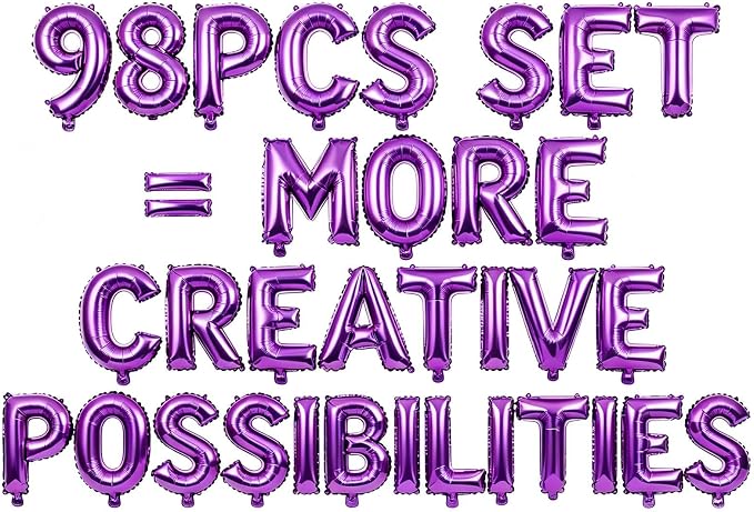 98 Pcs Purple Letter Balloons, Custom 3 Set A-Z Set by GOGAKIE