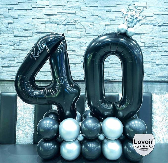 Black 50 Number Balloons, 40 Inch Giant Number 50 Balloons Foil Mylar Helium - Image 5