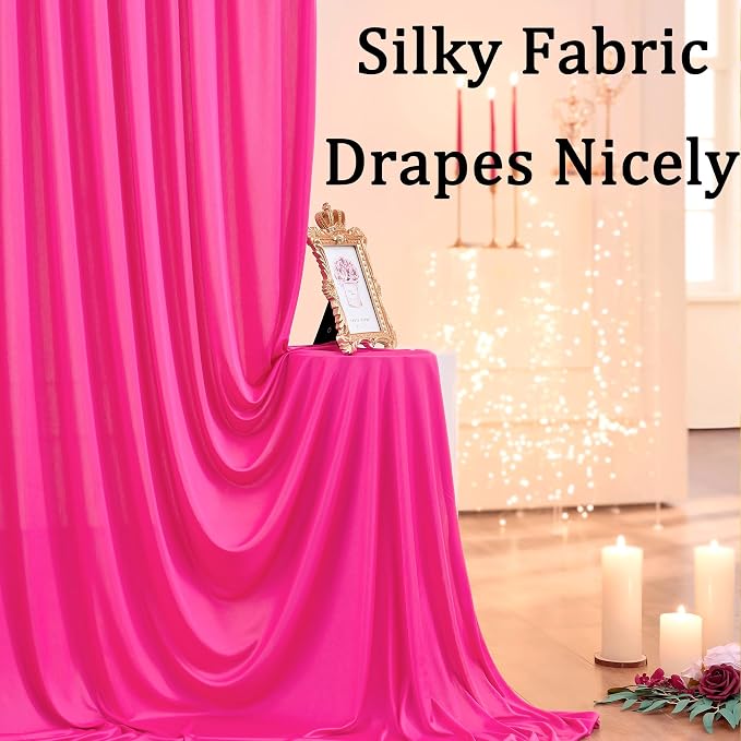 20ftx10ft Wrinkle Free Fuchsia Backdrop Curtains - Image 2