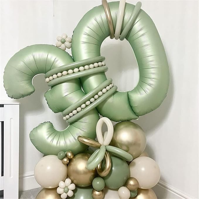 18th Birthday Balloons Sage Green - Image 5