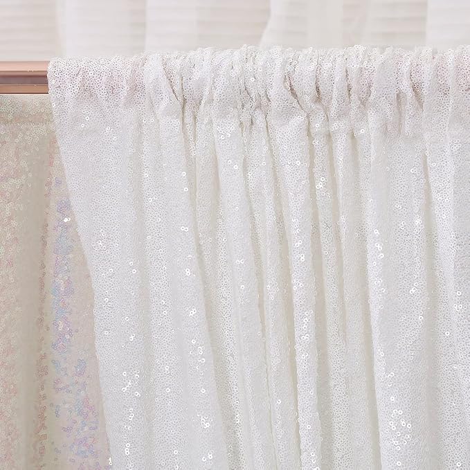 Poise3EHome White Sequin Backdrop, 8FT x 10FT Sequin Photography Backdrop - Image 5
