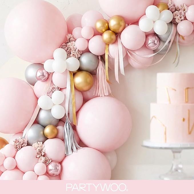 PartyWoo Pale Pink Balloons 100pcs Light Pastel Baby Pink Color | 36 18 12 10 5 - Image 8