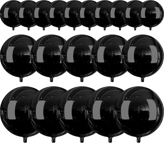 PartyWoo Black Large Giant Foil 4D Balloons 20pcs Different Sizes | 22 15 10 by PartyWoo