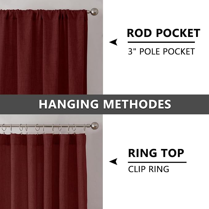 Tollpiz Linen Tier Curtain Rod Pocket Semi Sheer Half Kitchen Curtains Burlap - Image 5