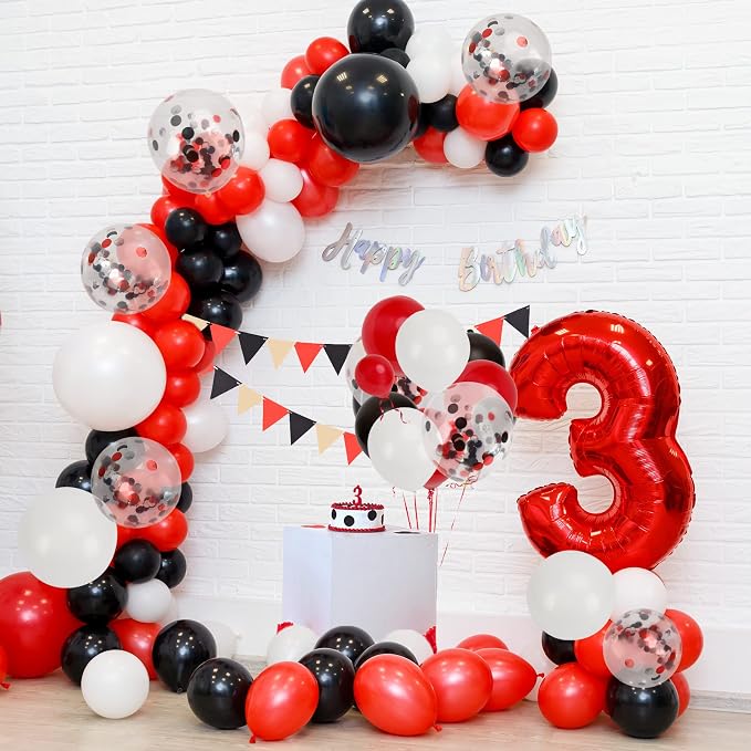 RUBFAC Balloon Arch kit Red Black White Balloons Confetti Garland 129pcs | - Image 6