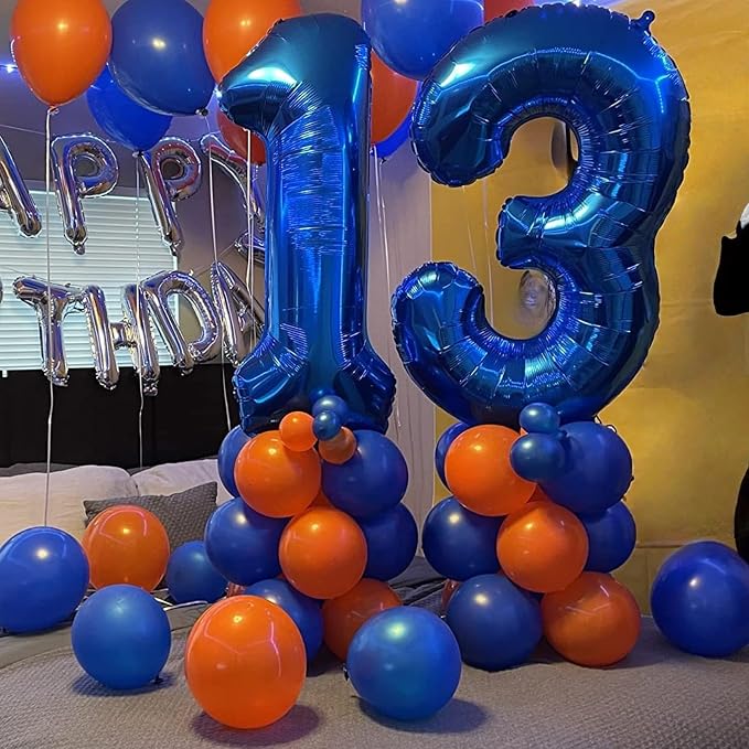 Navy Blue Foil Balloon Number 4, Large Dark Blue Number 4 Helium Balloon - Image 7