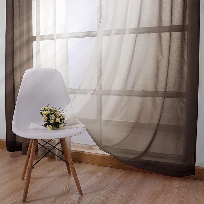 DWCN Ombre Faux Linen Sheer Curtains - Image 2