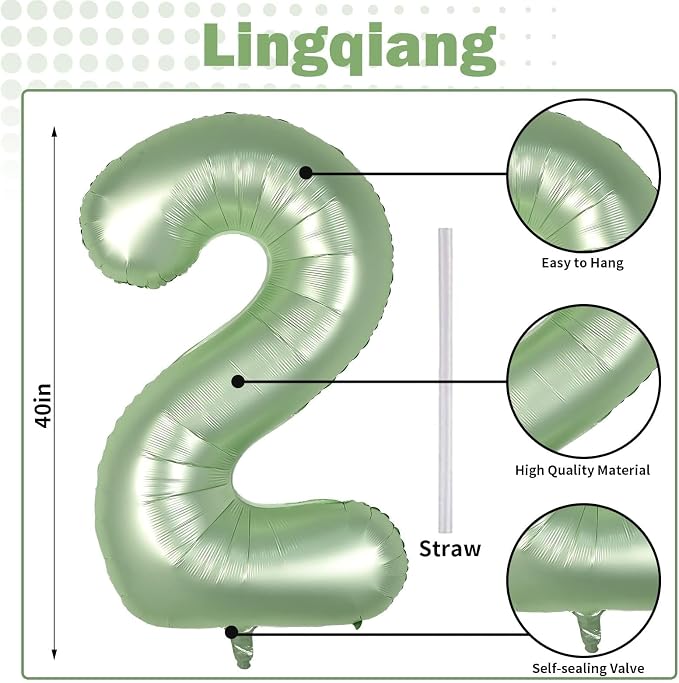 25th Birthday Balloons Sage Green - Image 2