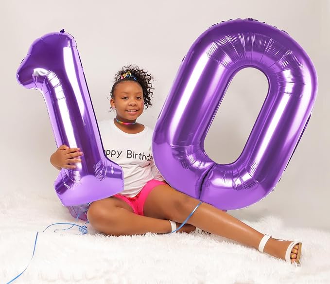 Number 0 Balloon Birthday Decorations, 40In Purple Balloons - Image 2