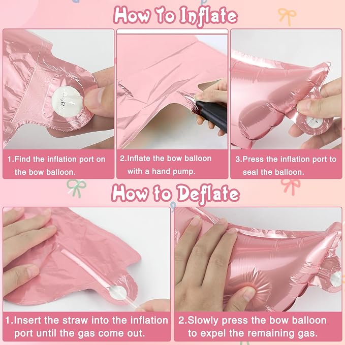 4 Pcs Pink Bow Balloons Bow Party Decorations - Image 8