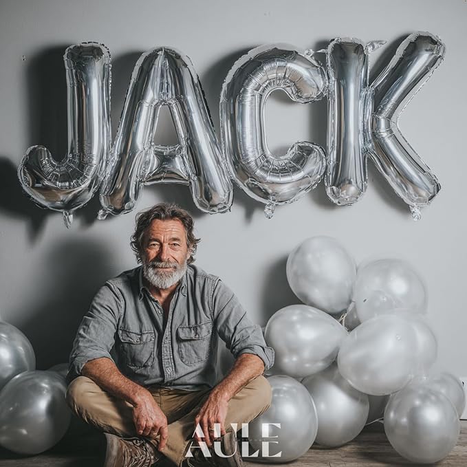 AULE 40 Inch Silver K Balloon Letter Foil A-Z Birthday Big Alphabet | Birthday - Image 2