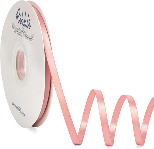 Ribbli Rose Gold Satin Ribbon, Double Faced Satin 1/4 inch x Continuous 50 Yards by Ribbli