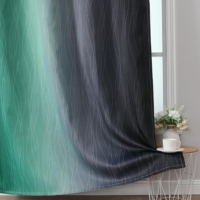 Black and Green Ombre Blackout Curtains - Image 6