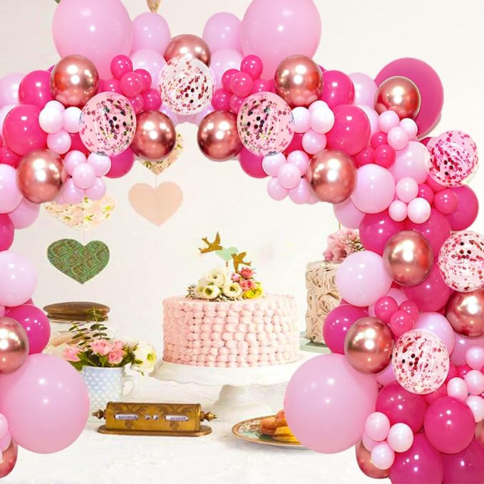 Hot Pink Balloons 100 pcs 12 inch Thicken Latex Hot Pink Balloon Pink Round - Image 8