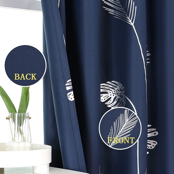 Navy Blue Blackout Curtains 102 Inches Long, Grommet Curtains - Image 3