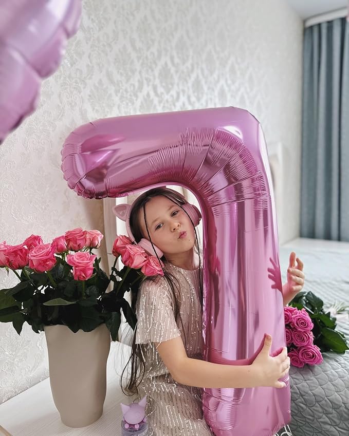 40 Inch Pink Number 1 Balloon Birthday Party Decorations - Image 3