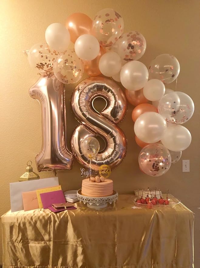 8 Balloon Numbers Birthday Decorations, 40In Rose Gold Balloons - Image 2