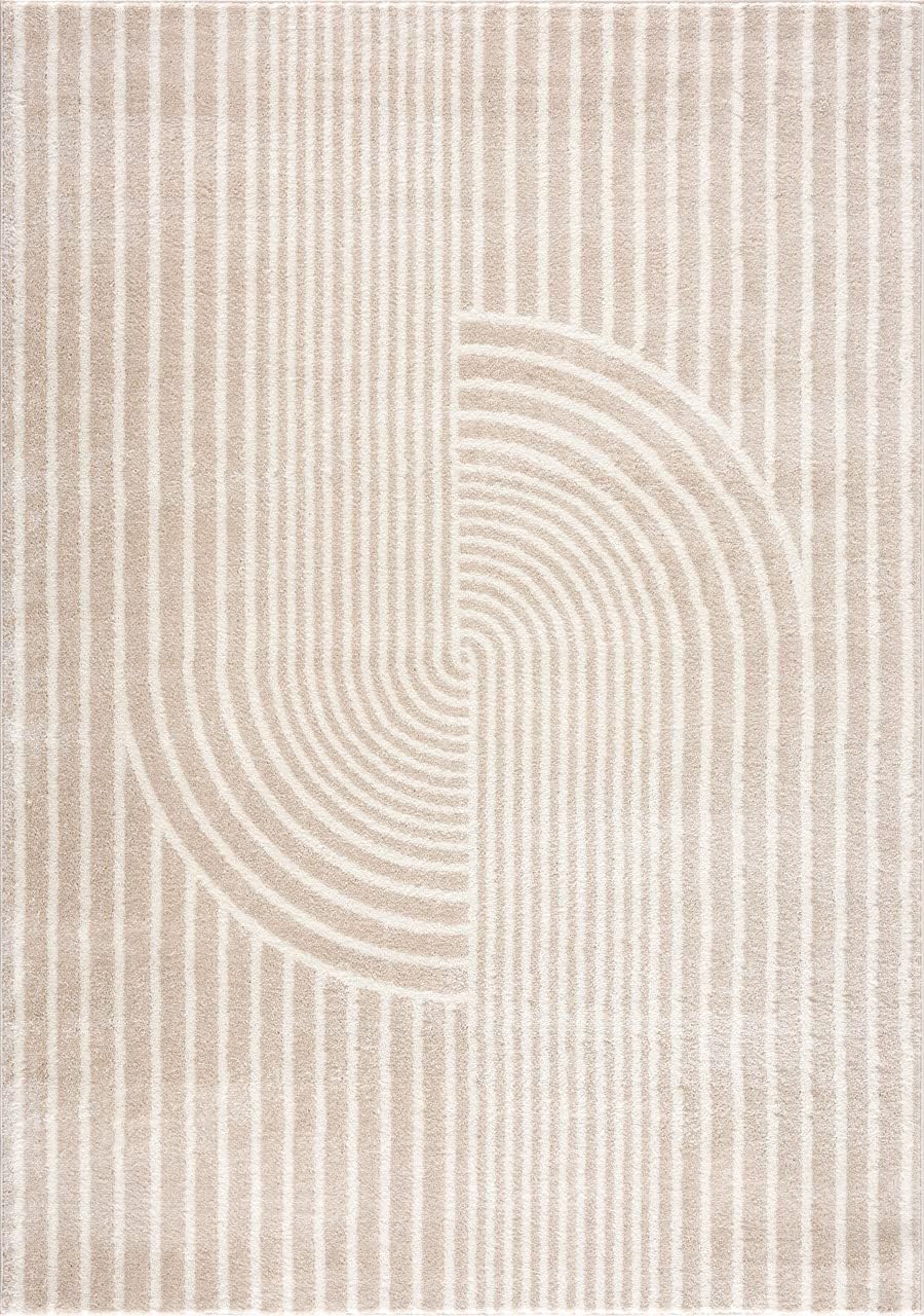 Abani Area Rug for Living Room -Nuevo 8' x 10' Beige Arch Pattern Area Rug, Soft and Durable Living Room Rug, Stain and Fade Resistant, Chic Modern Design, Pet & Kid Friendly