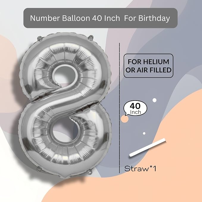 Red Number Balloon 8 Mylar Foil Balloons 40 inch - Image 8