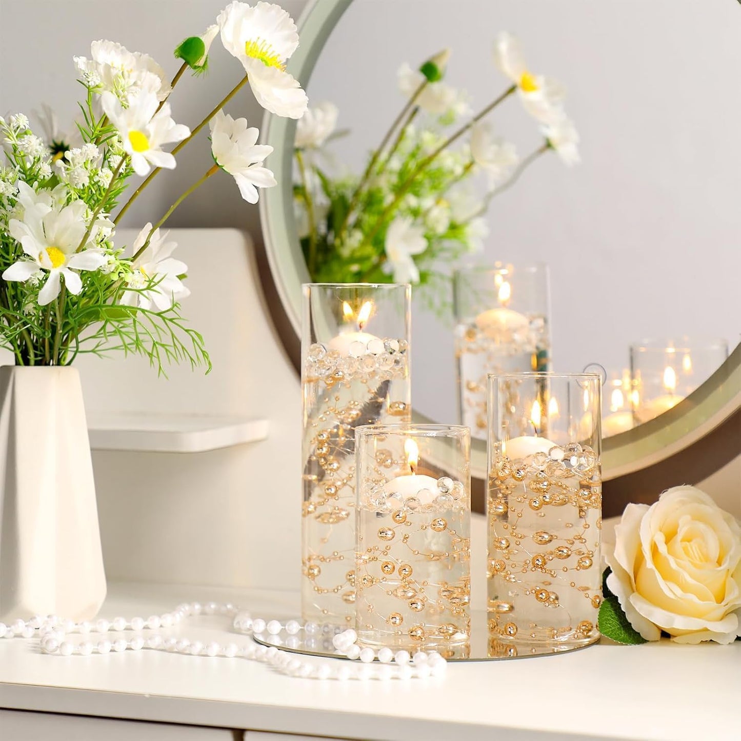 Sawysine 24 Pcs Glass Cylinder Vases 2.5''/2.95''/3.9'' Diameter Clear Flowers Vase Hurricane Floating Candles Holders for Table Centerpieces (3.9 x 8 in,3.9 x 10 in,3.9 x 12 in)