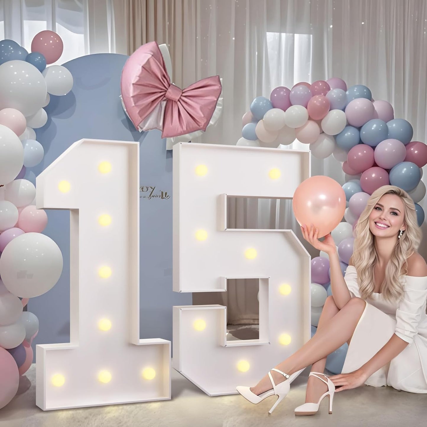 imprsv 3FT Marquee Numbers 40, Light Up Numbers for 40th Birthday Decorations Anniversary Party Decor, Number 40 Light Up Number, Pre-Cut Foam Board Kit