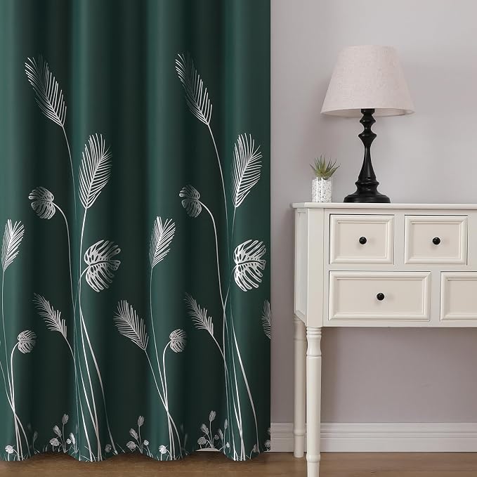 Green Blackout Curtains for Living Room 102 Inches Long, Room Darkening Energy - Image 2