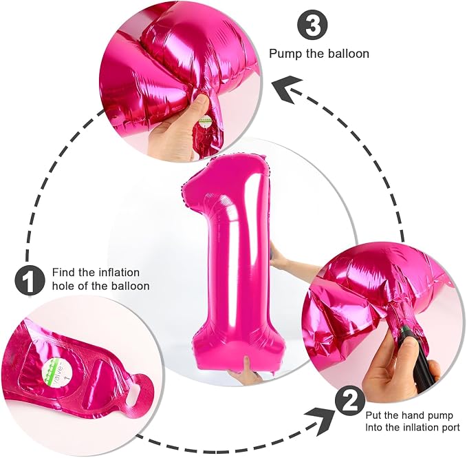 9 Balloon Numbers Birthday Decorations, 40In Hot Pink Balloons - Image 6