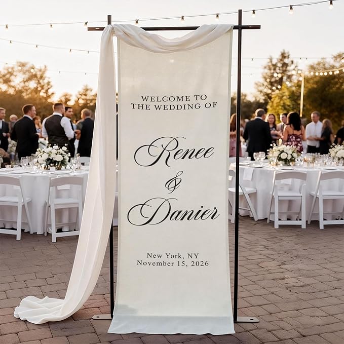 Custom Fabric Wedding Welcome Sign, Personalized Soft Cotton Linen Wedding Sign by CALLADECORGIFTS