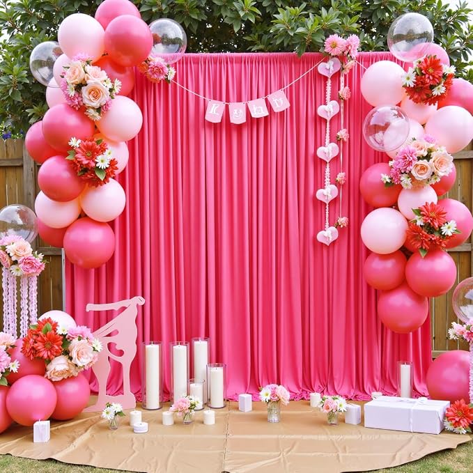 20 ft x 10 ft Wrinkle Free Fuchsia Backdrop Curtain - Image 2