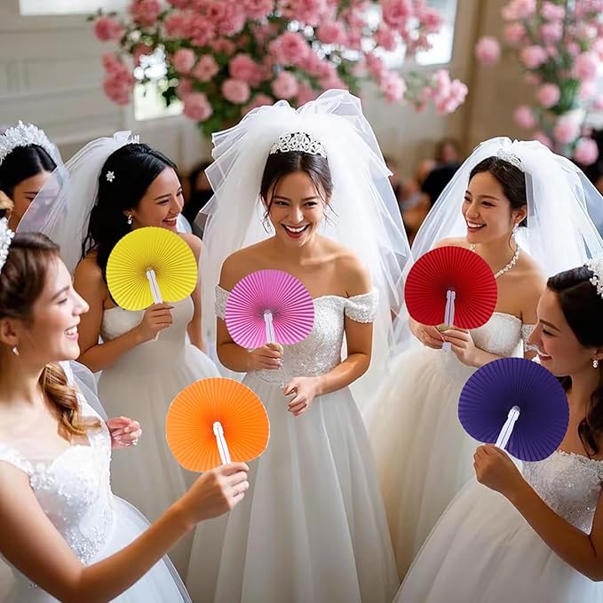 20 Pieces Silver Round Paper Fans | Foldable Handheld Fans - Image 5