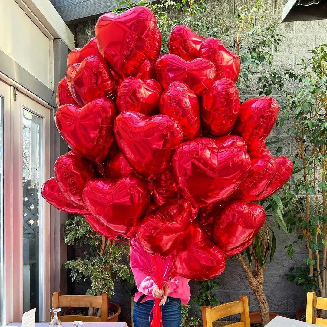 12Pcs Pink Heart Balloons,18 Inch Pink Heart Shape Balloons Love Balloons Valentine Balloons for for Valentines Day Wedding Brithday Decorations
