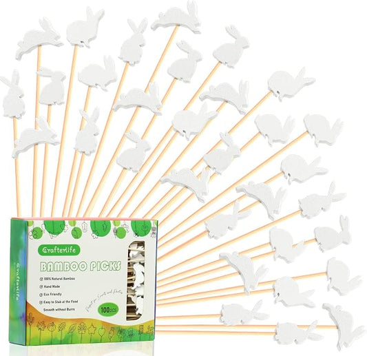Easter Rabbit Cocktail Picks Fruit Dessert Sticks Sandwich Food Toothpicks by Crafterlife