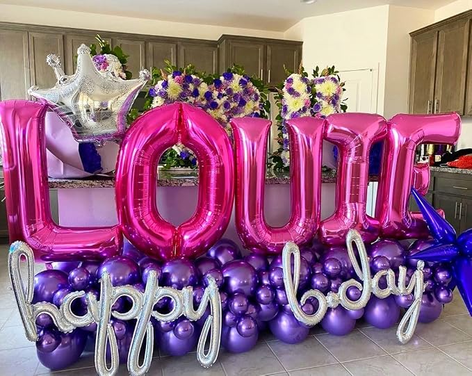 Hot Pink Letter W Balloons, W Letter Balloon 40 Inch Foil W Balloon | Hot Pink - Image 3