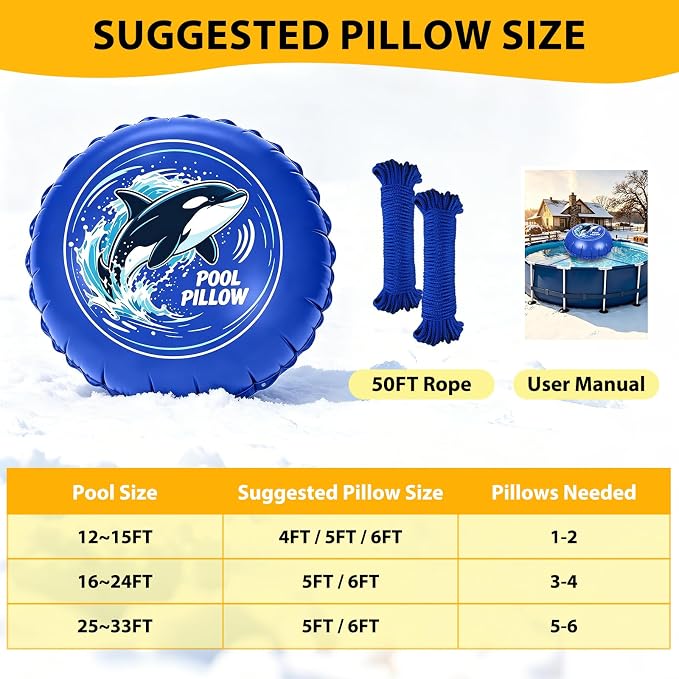 5x5FT Winter Pool Pillows for Above Ground Pools Closing Reusable | Winterizing - Image 3
